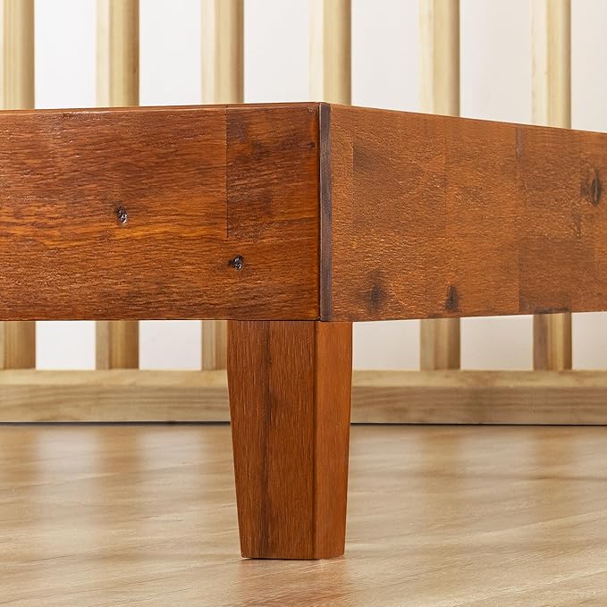 Mellow Naturalista Grand - 12 Inch Solid Wood Platform Bed with Wooden Slats - No Box Spring Needed - Queen (Cherry)