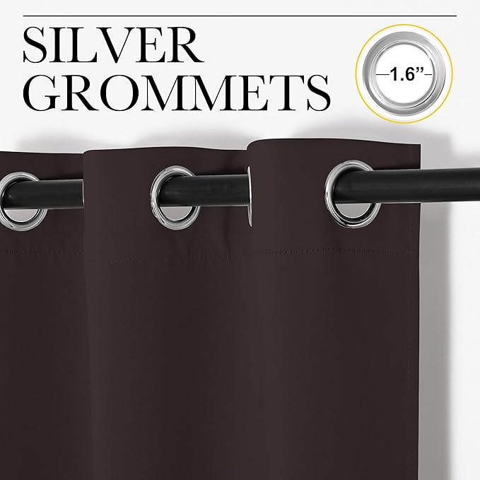NICETOWN Blackout Thick Window Curtains - Thermal Insulated Grommet Drape Panels for Bedroom and Living Room (Brown, Set of 2, W42 x L95)