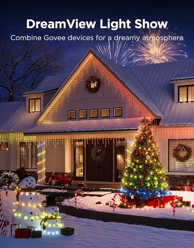 Govee Christmas Lights 2, RGBWIC 164FT 500LEDs String Lights for Holiday Decor, Smart Indoor Outdoor LED Decoration with Shape Mapping Function, 130+ Scene Modes, APP Control, Clear Wire