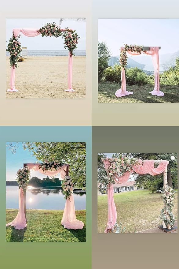 Socomi Wedding Arch Draping Fabric 1 Panel 29" x 19Ft Blush Pink Sheer Chiffon Curtain Drapes 6 Yards for Wedding Ceremony Birthday Party Decoration
