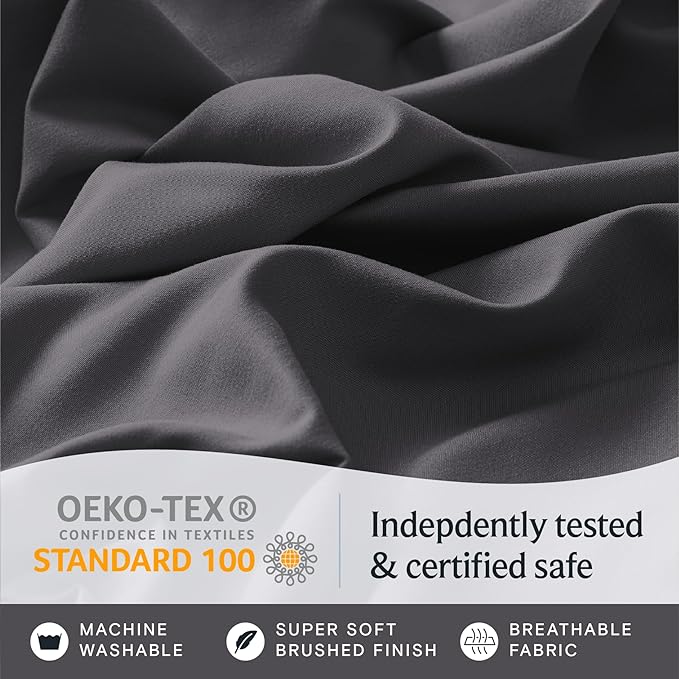 LuxClub 4 PC King Sheet Set, Deep Pockets Wrinkle Free Cooling Bed Sheets Hotel Bedding for Women, Men, Kids & Teens, Includes 1 Fitted Sheet, 1 Flat Sheet and 2 Pillowcases - Silky Soft Dark Grey