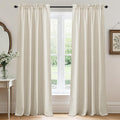 RYB HOME Living Room and Dining Room Curtains and Drapes Linen Sheer, Light Filtering Curtains 102 inches Long, Weave Textured/Rod Pocket, Cream Colored, W 52 x L 102 inches, 2 Panels Set