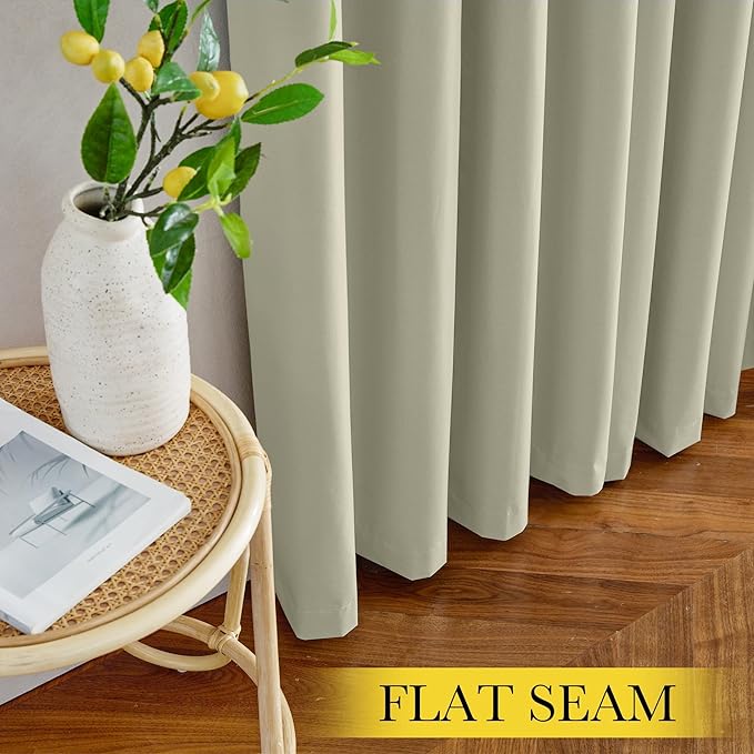 NICETOWN 100% Blackout Curtains for Living Room, Grommet Travel Blackout Curtains Lightweight Thermal Window Treatments Easy to Install for Bedroom, Muted Beige W52 x 72, 2 Panels