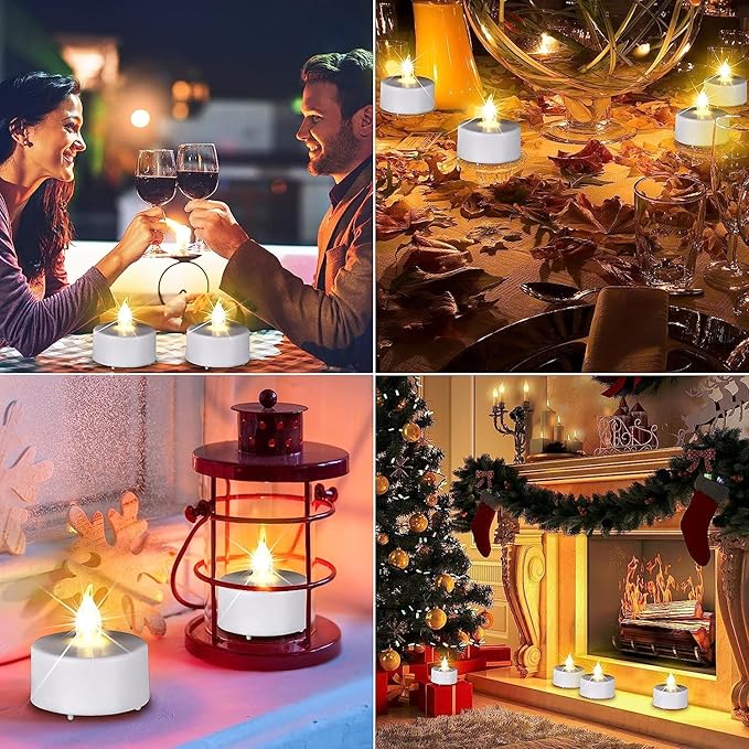 Battery Operated Tea Light Candles:200 Pack Flameless LED Realistic Flickering Candles 100+ Hours Electric Fake Candle in Warm White Ideal for Party, Wedding, Birthday, Gifts and Home Decoration