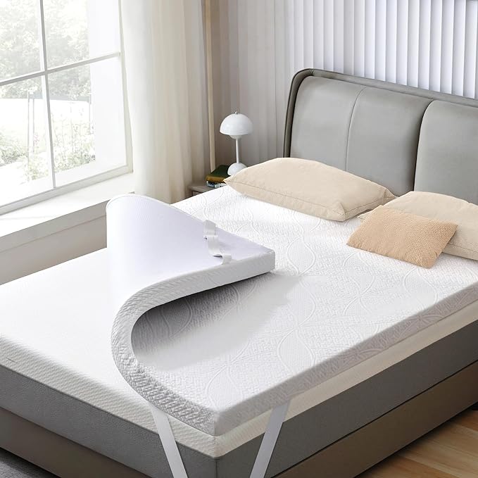 SINWEEK 2 Inch Gel Memory Foam Mattress Topper with Cooling Cover Ventilated Soft Mattress Pad, Bed Topper, CertiPUR-US Certified, King Size