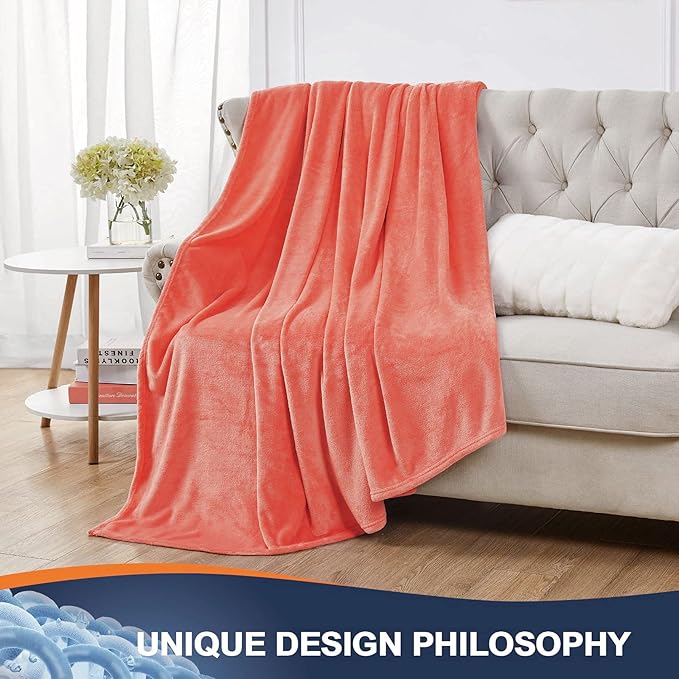 Walensee Fleece Blanket Plush Throw Fuzzy Lightweight (Twin Size 60x80 Coral) Super Soft Microfiber Flannel Blankets for Couch, Bed, Sofa Ultra Luxurious Warm and Cozy for All Seasons