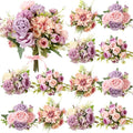 Zeyune 12 Bundles Artificial Peonies Flowers Artificial Silk Rose Faux Dahlia Fake Chamomile Hydrangea Bouquet Bulk for Vase Home Wedding Centerpiece Party Decoration(Lavender Blush,Misty Lavender)