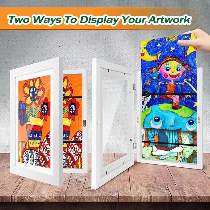 1 Pack Kids Artwork Frames Changeable 8.5 x 11 Inch Children Art Projects Kids Art Frames Front Opening Picture Display Frame, White