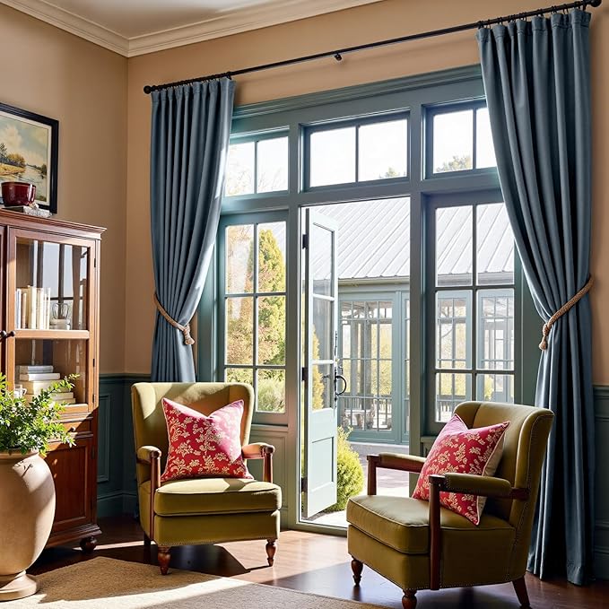Lazzzy Velvet Blackout Curtains Thermal Insulated Room Window Drapes Super Soft Luxury Curtains for Living Room Bedroom Rod Pocket 2 Panels, Dark Slate, 62" W x 120" L