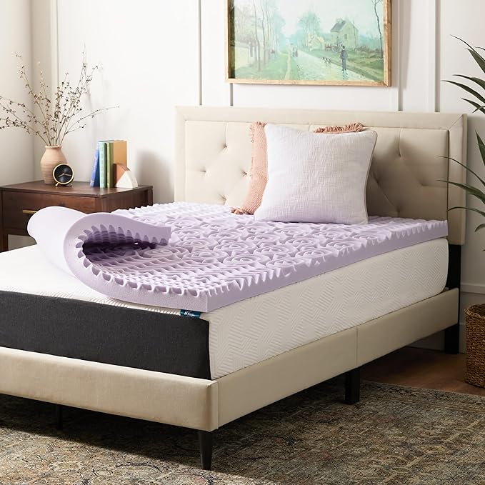 LUCID Zoned Memory Foam Mattress Topper, Full, Lavender