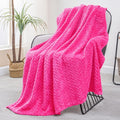 Exclusivo Mezcla Fleece Throw Blanket for Couch, 50x70 Inches Soft Cozy Jacquard Flannel Blankets, Lightweight Fuzzy Plush Warm Throws for Winter, Hot Pink