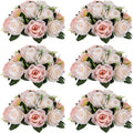 NUPTIO Flower Balls for Wedding Centrepieces - 6 Pcs 9.5in Diameter Artificial Flower Ball Arrangement Bouquet Peachy Pink & Creamy White Fake Rose Flowers Party Centerpieces for Weddings Tables