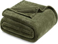 Exclusivo Mezcla Fleece Blanket King Size for Bed, Super Soft and Warm, All Season Use, Cozy, Plush, Lightweight, 90x104 Inches, Olive Green