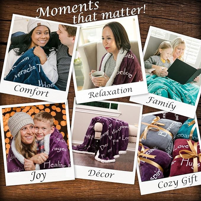 Chanasya Premium Healing Warm Hugs Caring Gift Blanket - for Positive Energy Love Support Comfort - Breast Cancer Chemo Get Well Purple Gift - Women Friend Mom Grandma (Twin) Aubergine