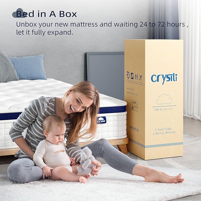 Full Mattress 10 Inch - Hybrid Mattress Bed in a Box, Medium Firm Support, Pressure & Pain Relief for All Sleepers, CertiPUR-US Certified, Fiberglass-free, Reinforced Edge Support, Motion Isolation