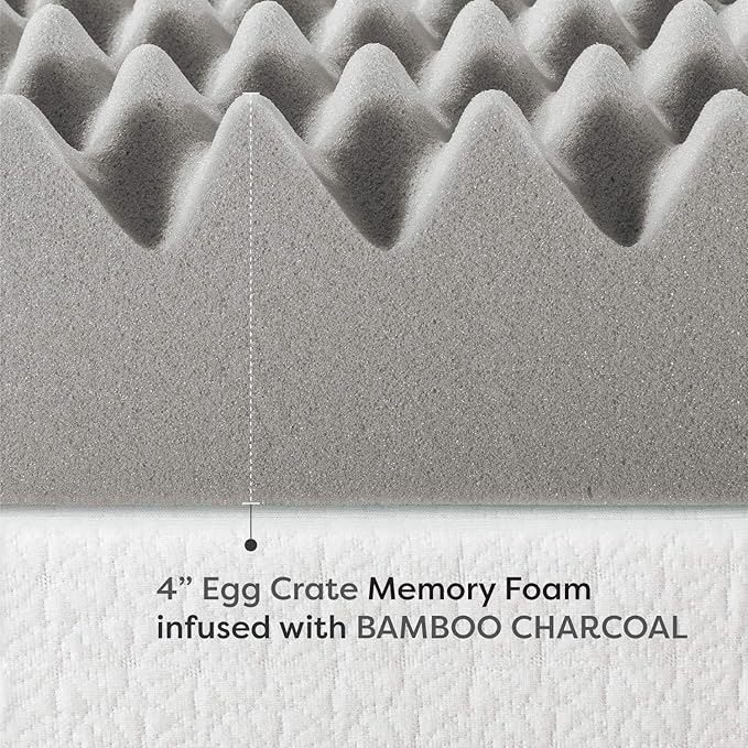 Best Price Mattress Mellow 4 Inch Egg Crate Memory Foam Mattress Topper with Infusion, Full