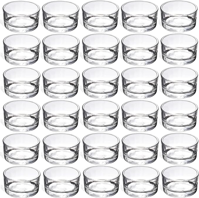 GOLDEAL 60-Pcs Tealight Candle Holders,Small Clear Glass,Tealight Holders Bulk Use for Weddings Parties Dinner,for 1.5" Tealight. Candle Mould