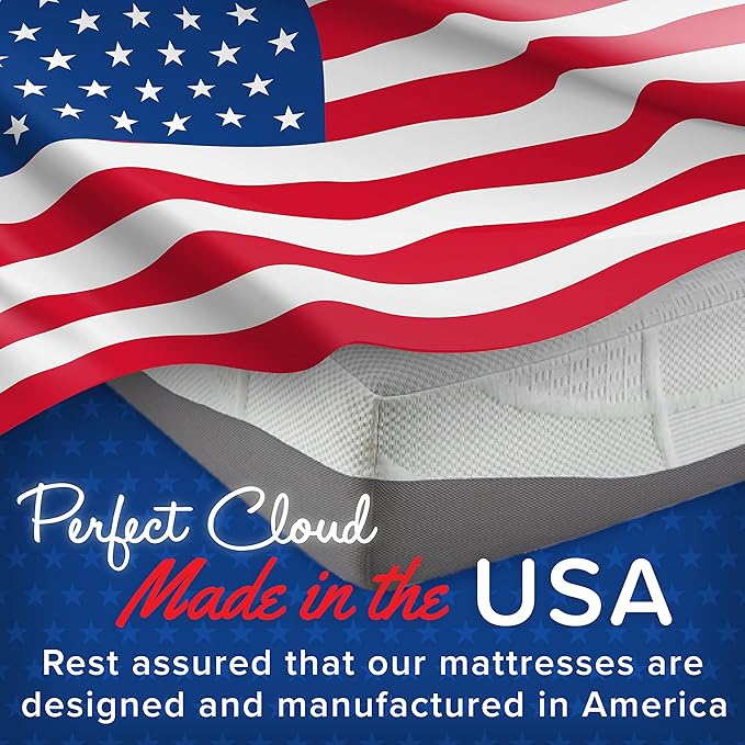 Perfect Cloud Made in The USA UltraPlush Charcoal-Infused 10 inch Memory Foam Mattress - Pressure Relieving - Bed-in-a-Box (Twin)