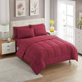 King Size Comforter Set with Sheets - 7-Piece Bedding Collection - 1 Comforter, 1 Fitted Sheet, 1 Flat, 4 Pillowcases - Deep Pocket - Soft & Premium Quality - Ideal for All Seasons, Burgundy