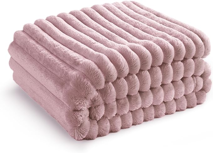Bedsure GentleSoft Pink Fleece Blanket for Couch - Cozy Soft Blankets for Women, Cute Small Throws for Girls, Pink Decor Gifts for Home Room Office, 50x60 Inches