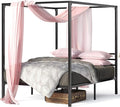 ZINUS Patricia Black Metal Canopy Platform Bed Frame, Mattress Foundation with Steel Slat Support, No Box Spring Needed, Easy Assembly, Queen