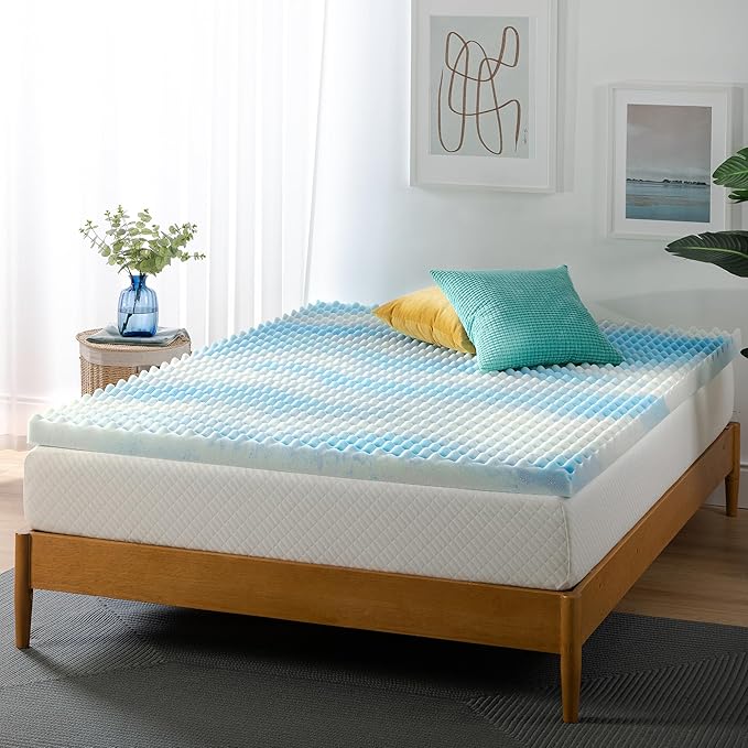 ZINUS 3 Inch Swirl Gel Cooling Memory Foam Mattress Topper, Smaller, More Convenient WonderBox Packaging, Cooling, Airflow Design, CertiPUR-US Certified, Queen
