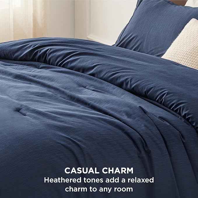 Bedsure California King Comforter Set - Navy Soft Bedding for All Seasons, Cationic Dyed Bed Set, 3 Pieces, 1 California King Size Comforter (104"x96") and 2 Pillow Shams (20"x36"+2")