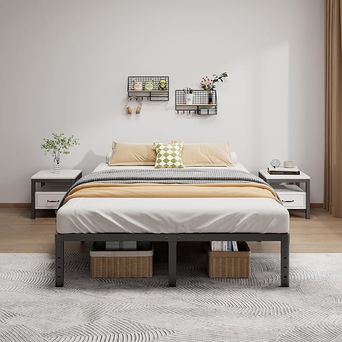 Metal Bed Frame Full Size - 14 Inch Heavy-Duty Full Platform Bed Frame No Box Spring Needed, Easy Assembly, Noise-Free, Sturdy Mattress Foundation, Underbed Storage Space
