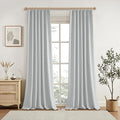 KangBang Blackout Pinch Pleated Curtains 90 Inches Long for Bedroom, Linen Woven Textured Pleated Drapes 2 Panels for Living Room Office, Sun Blocking Neutral Window Treatments,42x90 Inch, Light Grey