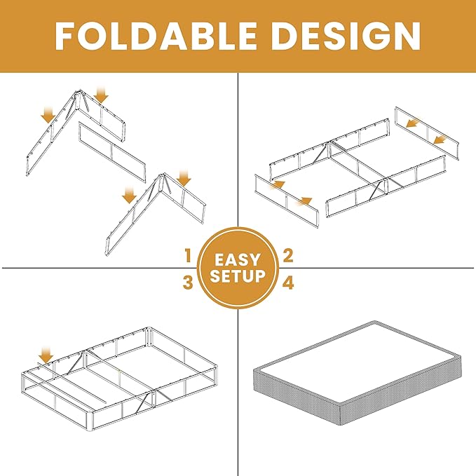 MAF 5 Inch Twin Box Spring, Low Profile Box Spring Twin Size 3500 lbs Black Heavy Duty Metal Mattress Foundation with BoxSpring Cover, No Squeaky, Easy Assembly