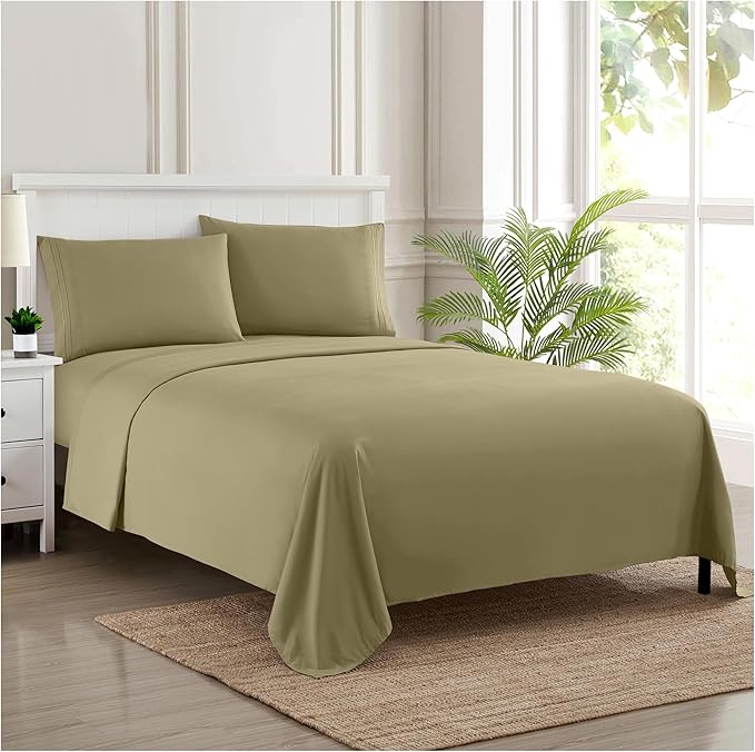 California King Sheet Sets - Breathable Luxury Sheets with Full Elastic & Secure Corner Straps Built In - 1800 Supreme Collection Cal King Deep Pocket Bedding Set, Sheet Set, California King, Sage