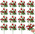 Zeyune 16 Bunches 12 Inch Artificial Mini Rose Bouquet 160 Heads Bridal Flower Bouquets Fake Silk Rose Bulk for Wedding Bridal Shower Christmas Home Office Garden Decoration(White and Red)