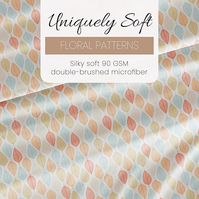 Linen Market Double-Brushed Patterned Microfiber Twin Sheet Set 3 Piece – Oeko-TEX Certified Ultra Soft & Wrinkle-Free - 16" Deep Pocket Sheets - Easy Care Twin Size - Fall Foliage Yellow