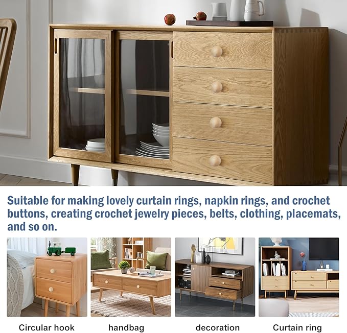 FoDau770 30pcs Unfinished Wood Knobs, Round Ball Cabinet Knobs Vintage Drawer Pulls, Natural Wooden Cabinet Hardware for Furniture Drawer Dresser Wardrobe Cupboard - 1" Diameter