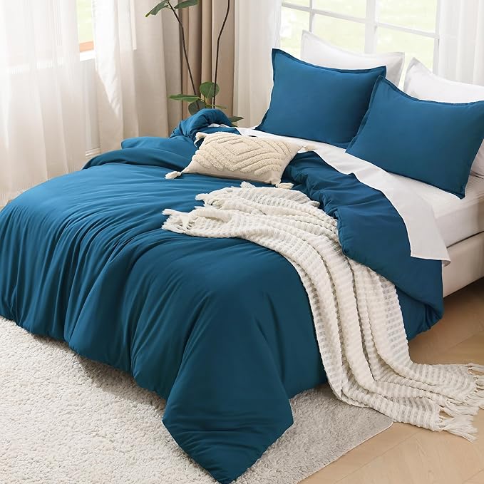 Litanika Teal Comforter California King Size, 3 Pieces Cal King Turquoise Lightweight Solid Bedding Comforter Set, All Season Fluffy Bed Set (104x96In Comforter & 2 Pillowcases)