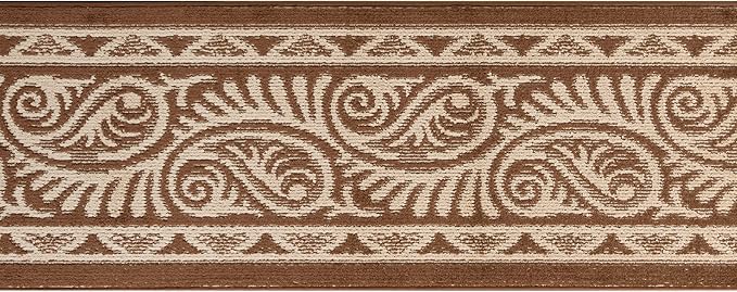 Custom Length Cut to Size Tribal Ethnic Southwestern Inspired Hallway Runner Rug, Non Slip Rubber Backed, 31 inch Wide X Customized Length, Mayan Brown, 31 inch X 7 feet