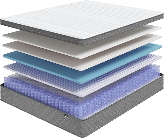 PurrJoys Firm Queen Mattress, 12 Inch Queen Bed Mattress in a Box，Cooling-Gel Memory Foam&Pocket Spring Hybrid, CertiPUR-US Certified, Firm