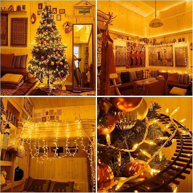 Christmas Lights Clear White 100 Count Incandescent Light UL Certified Connectable Christmas Tree Lights with White Wires for Indoor Outdoor Xmas, Wedding, Holiday, Party, Home Decorations