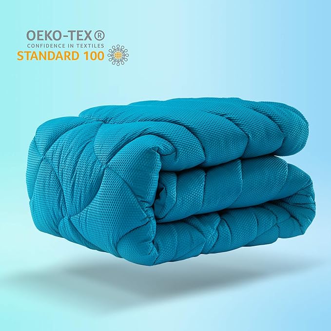 SLEEP ZONE Full Size Cooling Mattress Pad for Double Bed, Premium Zoned Quilted Mattress Topper, Wrap Around Mattress Protector Cover, Machine Wash Durable, Deep Pocket 8-21 inch, Teal, Full