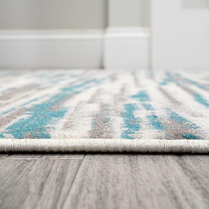 JONATHAN Y Speer Abstract Linear Stripe Gray/Blue Indoor Area Rug, 5x8, Contemporary, Rustic, Easy-Cleaning for Living Room, Bedroom, Kitchen, Pet Friendly, Non-Shedding (LUX106A-5)
