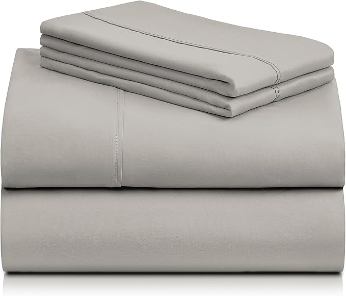 LuxClub 4 PC Full Sheet Set, Breathable Luxury Bed Sheets, Deep Pockets Wrinkle Free Cooling Bed Sheets Machine Washable Hotel Bedding Silky Soft - Light Taupe Full