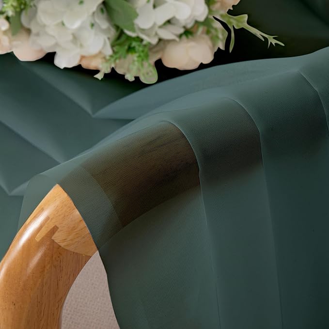 Chyhomenyc Hunter Green Sheer Curtains 45 Inch Long 2 Panels, Short Voile Drapes for Dinning Small Windows Bathroom Living Room Bedroom, Rod Pocket, 42Wx45L Inches