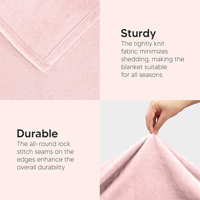 Utopia Bedding Fleece Blanket Twin Size Pink 300GSM Luxury Anti-Static Fuzzy Soft Microfiber Dorm Bed Blanket for Girls (60x80 Inch)