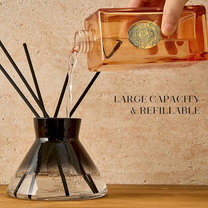 M&SENSE 6.3 oz Large Reed Diffuser Set | Oud Wood Scent Oil Diffuser with Sticks | Hotel Collection Non-Toxic Essential Oil |for Bedroom Bathroom Living Room