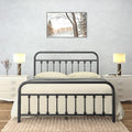 Golden Gate Beds Victorian Vintage Style King Size Metal Bed Frame with Wrought Iron Headboard and Footboard – Classic Platform Bed with 11" Storage Space, No Box Spring Required, Black Finish