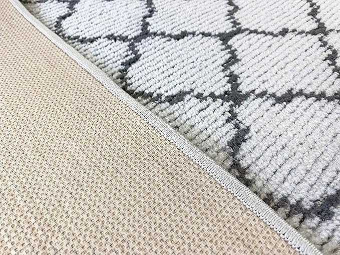 Custom Size Modern Runner Rug Carpet for Hallway Entryway Foyer Kitchen, Slip Resistant Latex Rubber Backed 31 inch Wide X Customized Length, Trellis Grey, 31 inch X 23 feet