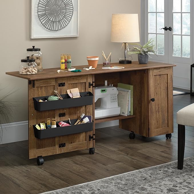 Sauder Miscellaneous Storage Sewing/Craft Cart/ Pantry cabinets, Vintage Oak finish