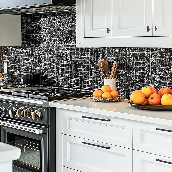 JOY DECOR 30 Pack Cabinet Handles, Black Cabinet Pulls, 10 Inch Kitchen Closet Handles Square Drawer Pulls Stainless Steel Drawer Hardware, 256mm Hole Centers