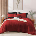 Monbix Queen Comforter Set - 7 Pieces Bright Red Bed in a Bag Queen Bedding Sets with Comforters, All Seasons Down Alternative Comforter Bed Set with Sheets, Pillowcases & Shams
