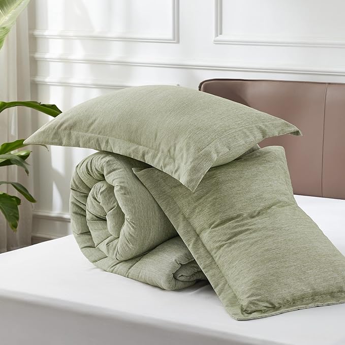 Bedsure Oversized King Comforter Set - Olive Green Soft Bedding for All Seasons, Cationic Dyed Bed Set, 3 Pieces, 1 Oversized King Size Comforter (120"x98") and 2 Pillow Shams (20"x36"+2")